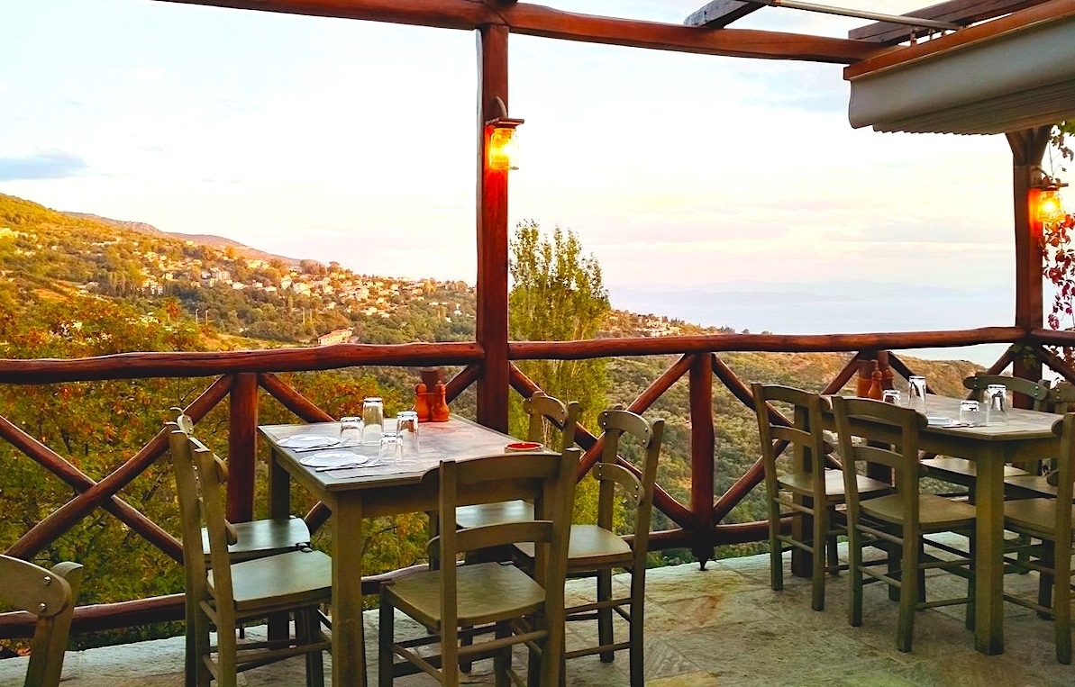 outdoors seating with view  - kardamo oinomageireion restaurant pelion volos