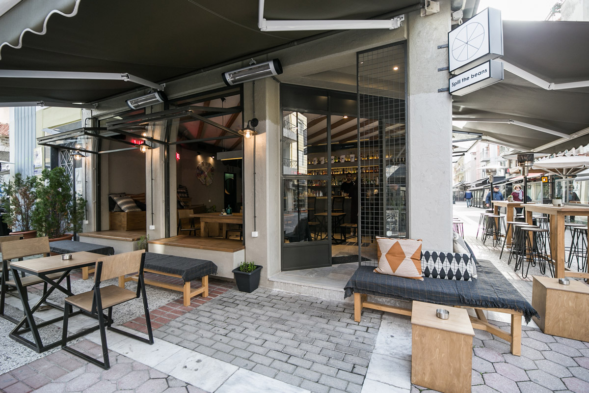 outdoors  - spill the beans coffee store volos