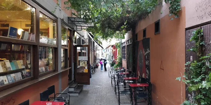 outdoors seating and coffee  - xarta book store