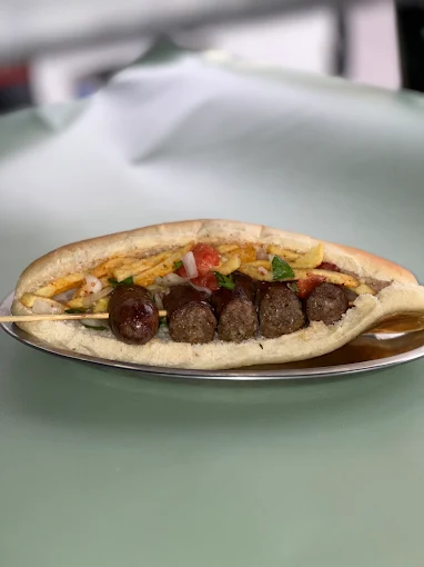 sausage sandwich  - local street bbq volos