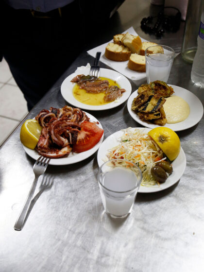 fish meze - kavouras ouzeri volos