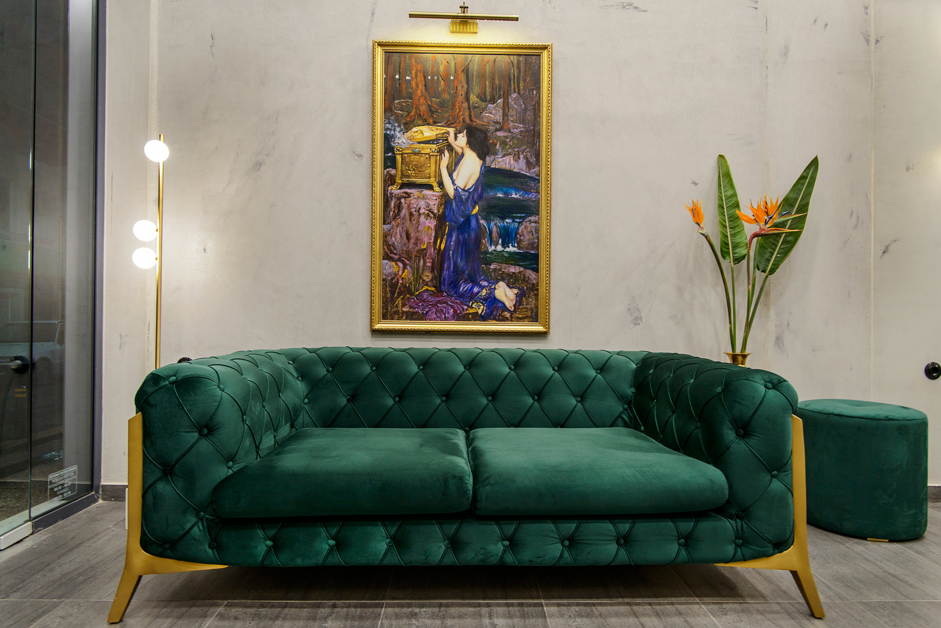 indoors reception sofa - voss by vasileios ioannou hairdresser trikala