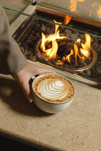 coffee next to the fireplace - spitaki me thea ioannina