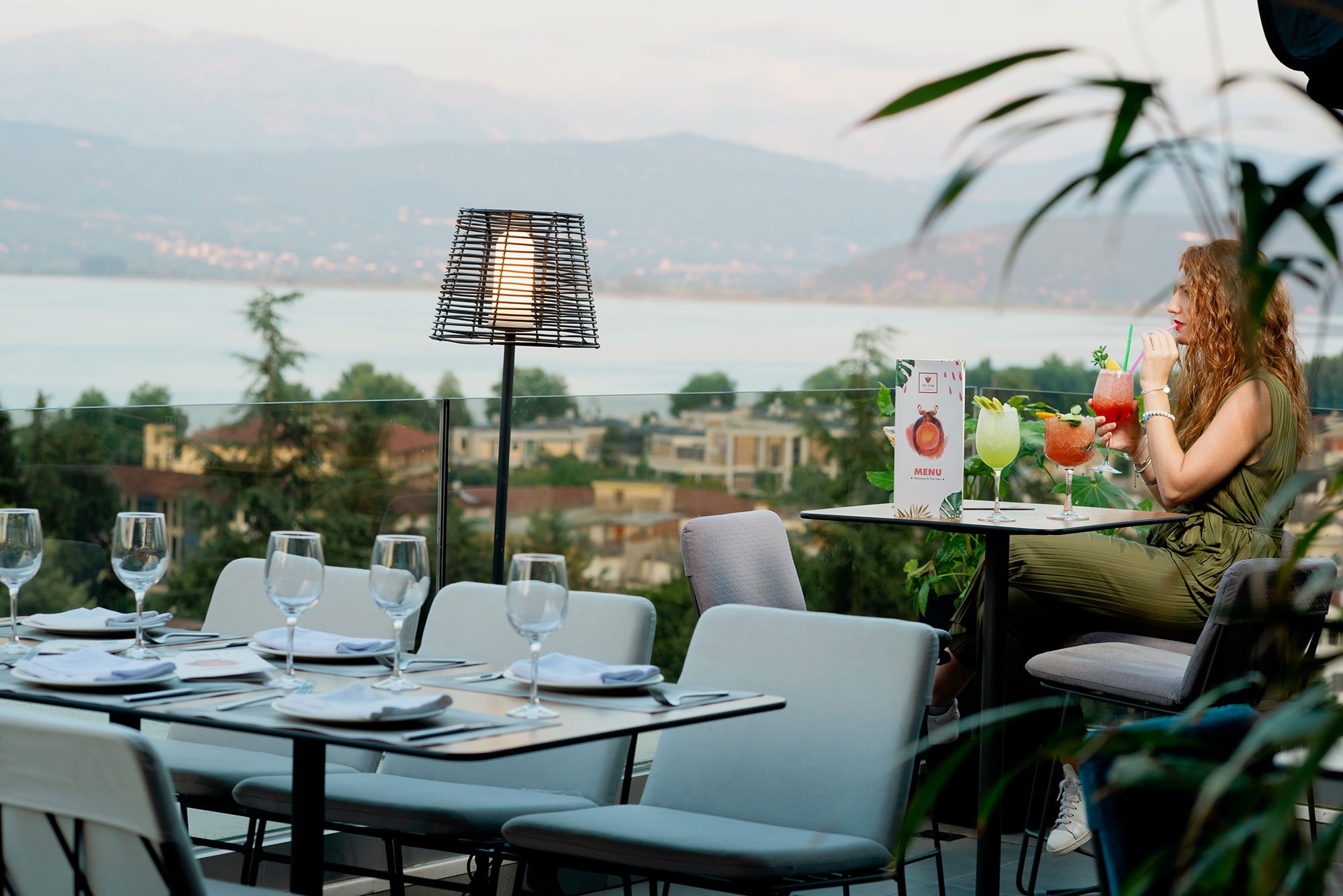 outdoors dinner - the view roof garden ioannina