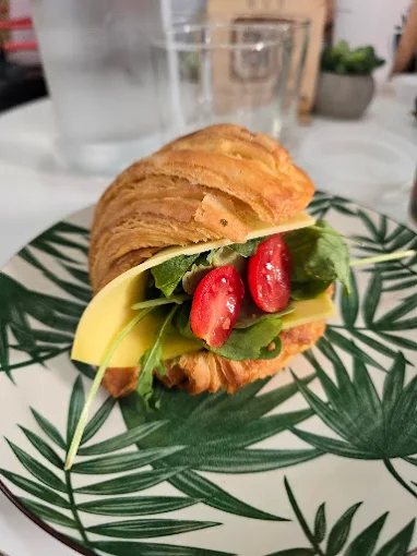 croissant with salad and cheese  - root the vegeterian project patra 