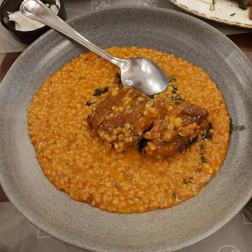 traxanas and stew meat  - kalnterimi restaurant kastoria