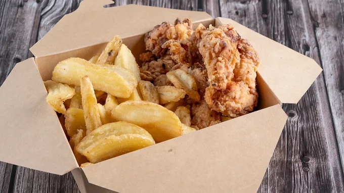 chicken nuggets with fries  - route 66 street food trikala