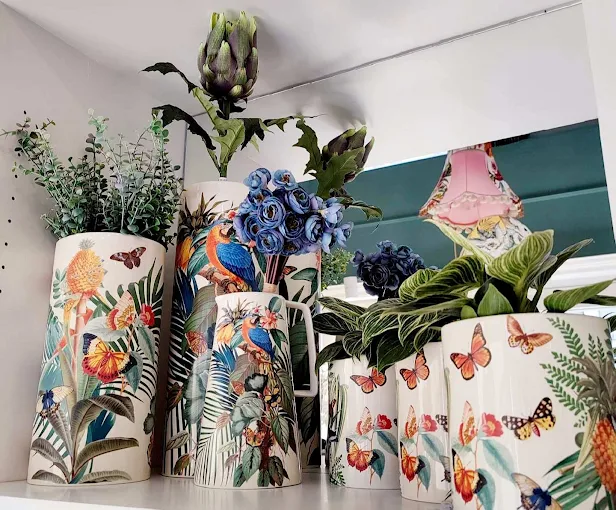 stylish vases with colourful flowers - fleri slowers shop drama