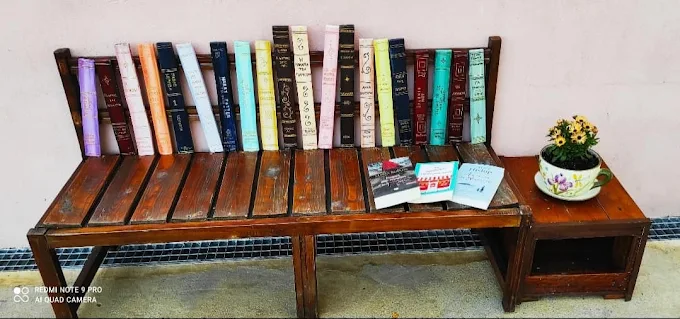 book thematic bench  - santi book art book store kavala